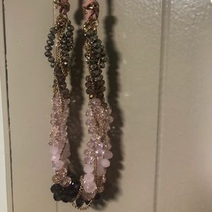 Chain Nexklace W/ Pink and Black Crystals